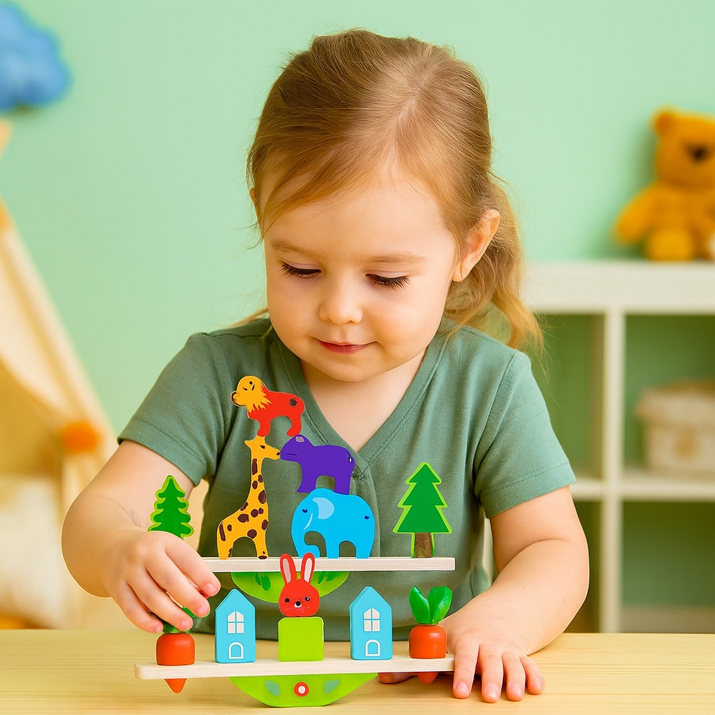 Tier Balance Spiel aus Holz – Montessori Stapelspiel für Kinder