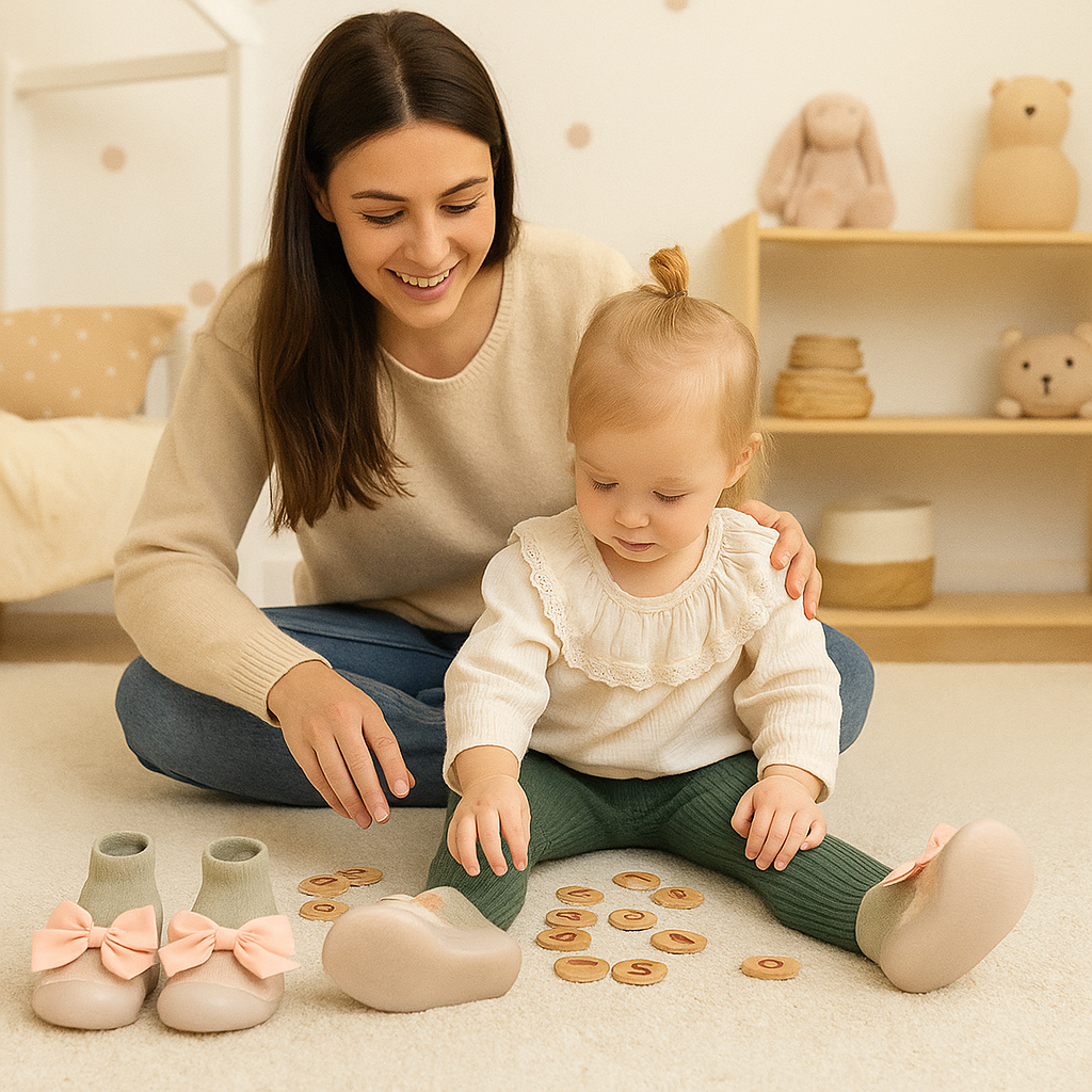 Kinder Antirutsch Socken-Schuhe mit Schleifen-Design