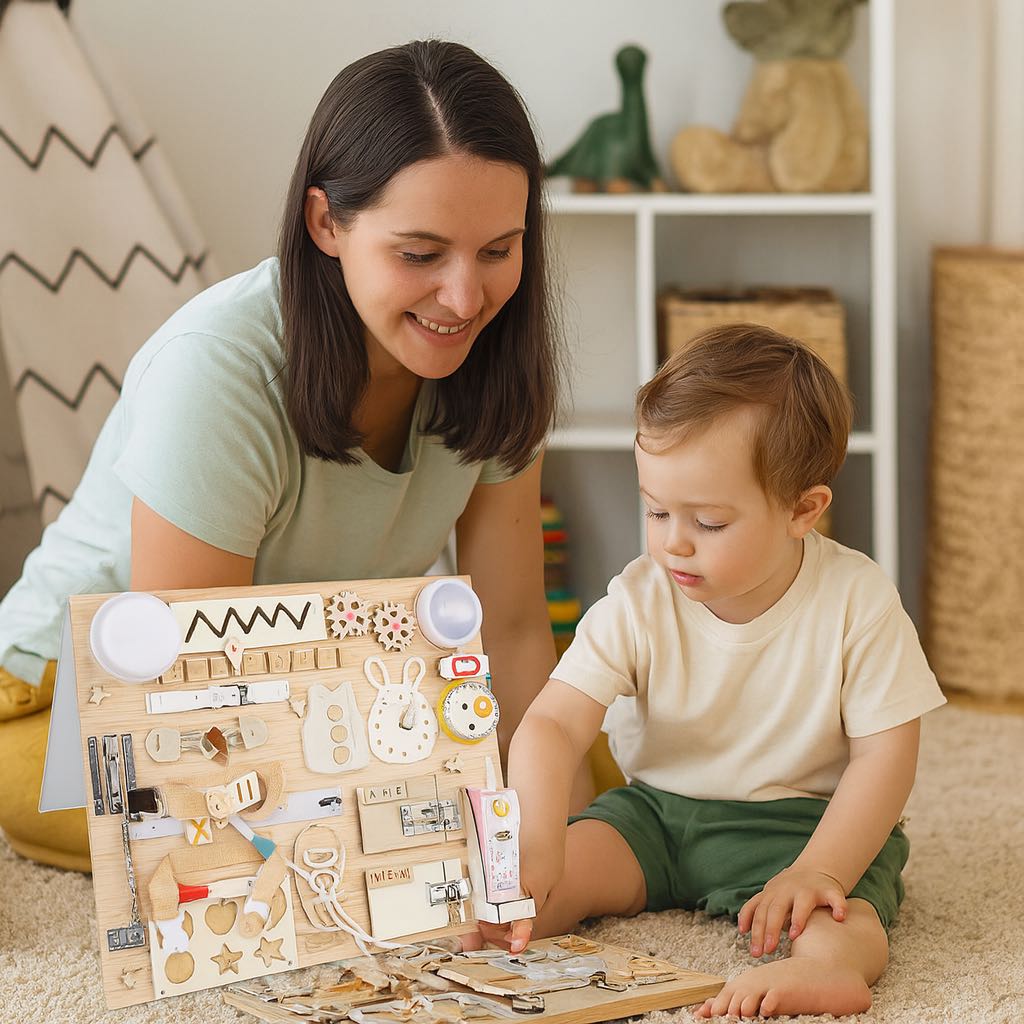 Montessori Motorikbrett aus Holz für Kinder