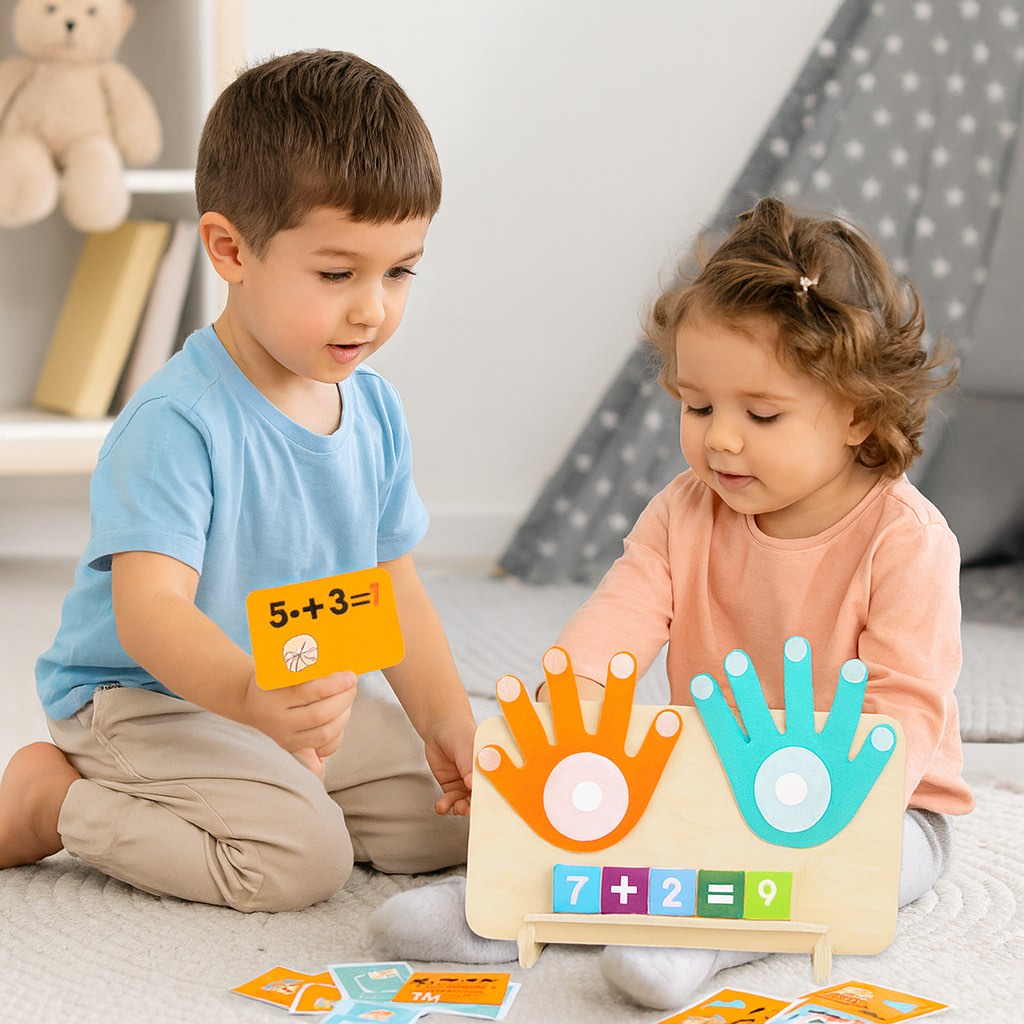 Montessori Fingerzählen Lernspielzeug aus Holz für Kinder