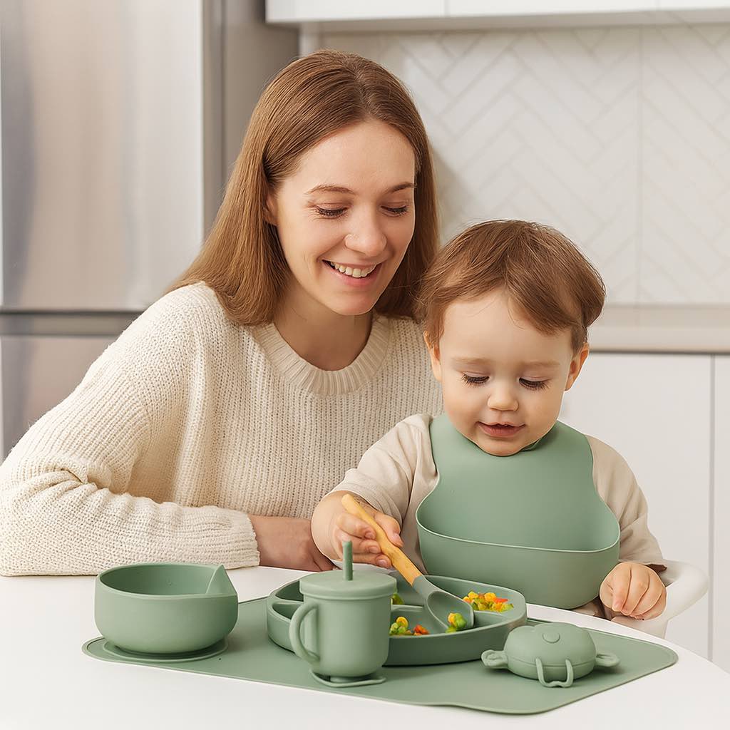 Silikon Geschirr Set für Babys – BPA-frei & rutschfest