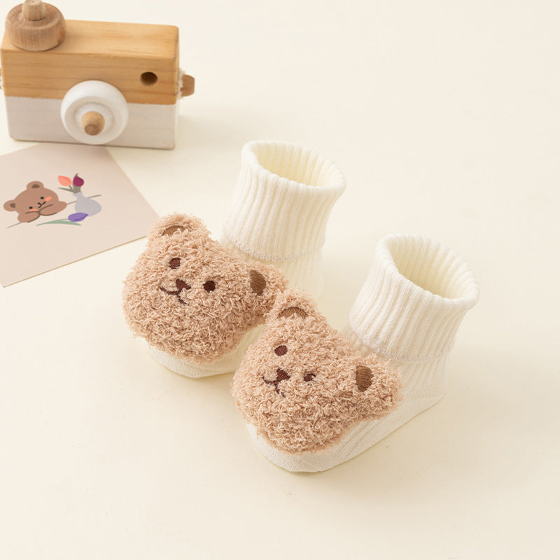 Winter Baby Socken mit Plüschtier – Rutschfest & Warm
