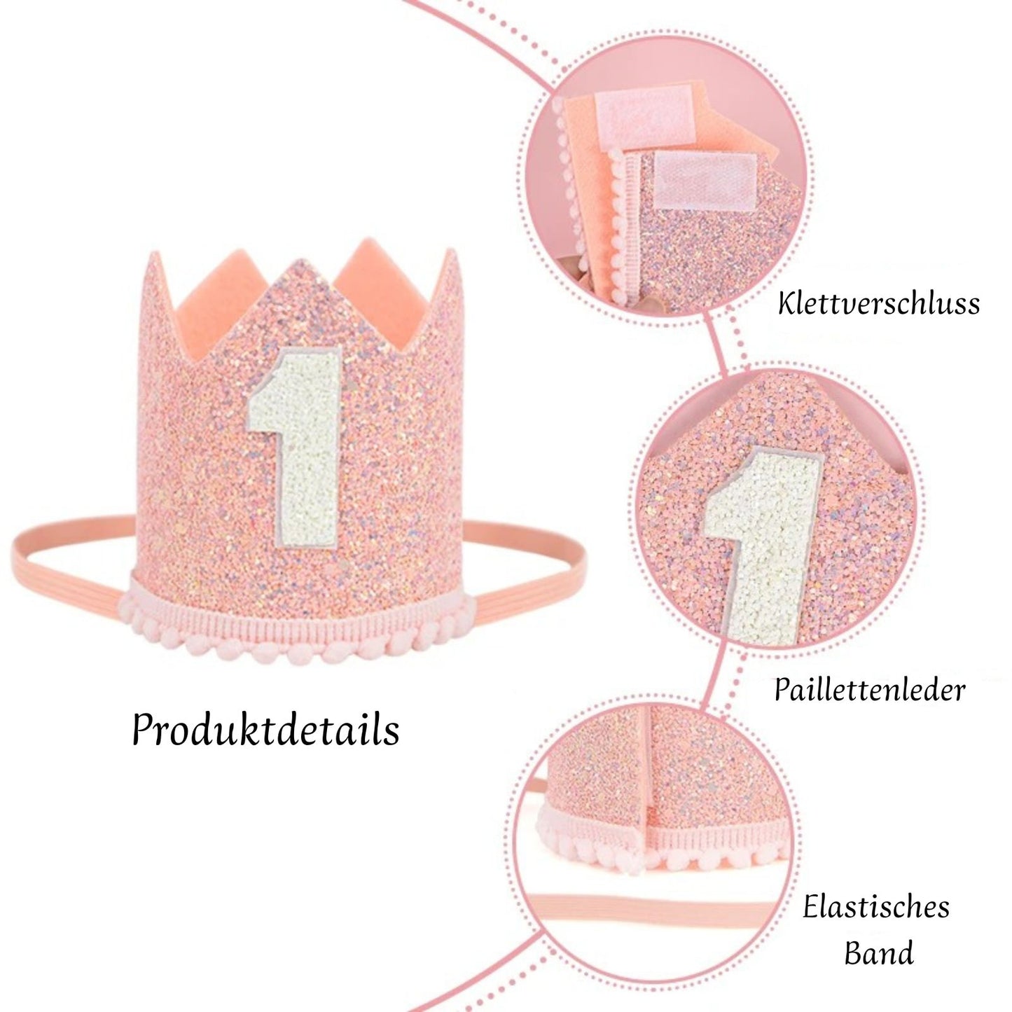 Erster Baby-Geburtstag - eine Goldkrone für Mädchen & Jungen