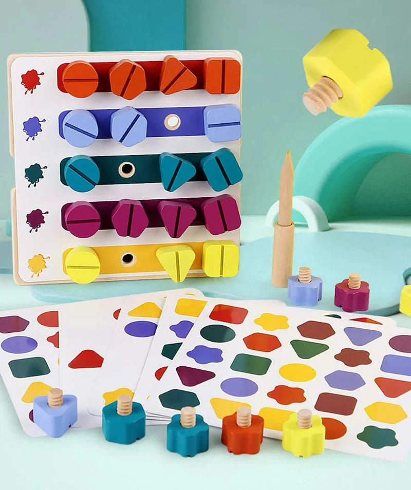 Lernspielzeug Bauen und Zuordnen für Kinder – Montessori Holzspielzeug ab 3 Jahren
