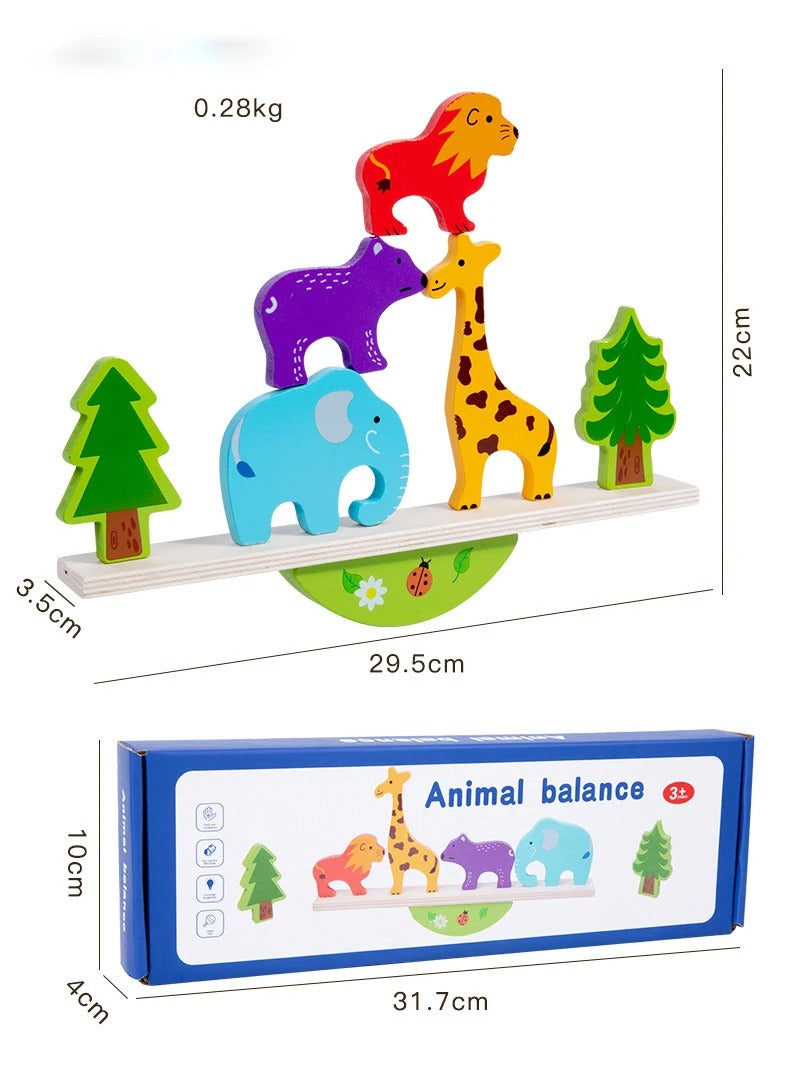 Tier Balance Spiel aus Holz – Montessori Stapelspiel für Kinder