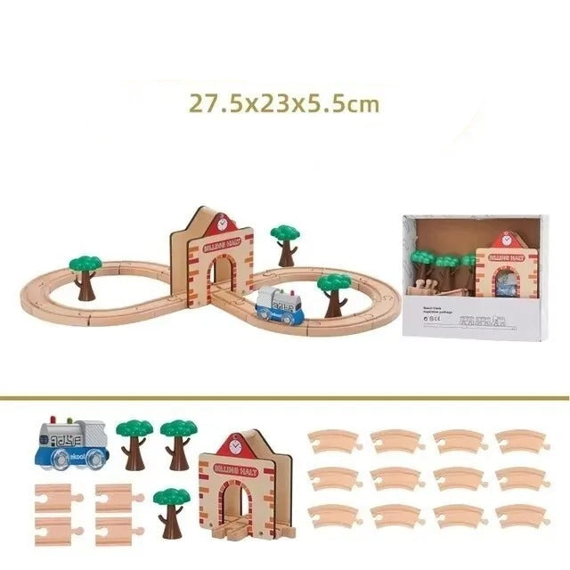 Holz Eisenbahnschienen Set – Robust & Erweiterbar – Zubehör für Kinder Eisenbahn