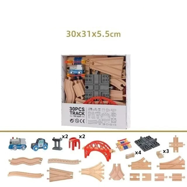 Holz Eisenbahnschienen Set – Robust & Erweiterbar – Zubehör für Kinder Eisenbahn