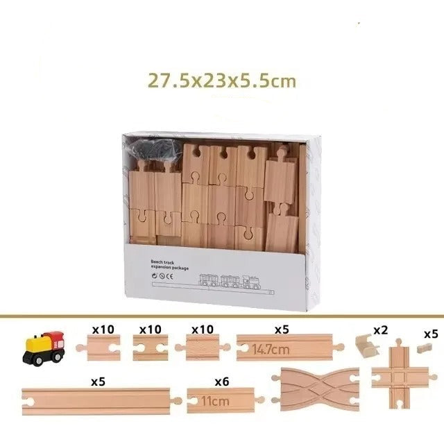 Holz Eisenbahnschienen Set – Robust & Erweiterbar – Zubehör für Kinder Eisenbahn