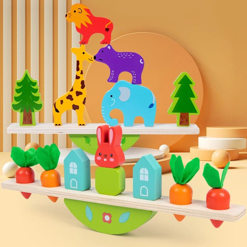 Tier Balance Spiel aus Holz – Montessori Stapelspiel für Kinder