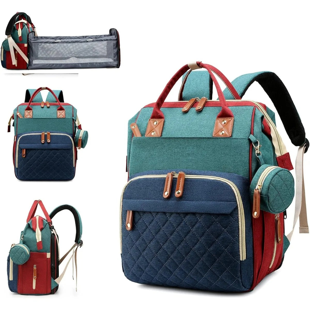 Baby Rucksack mit Wickelbett – 2in1 Wickeltasche & Reisebett für unterwegs