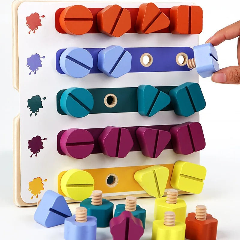 Lernspielzeug Bauen und Zuordnen für Kinder – Montessori Holzspielzeug ab 3 Jahren