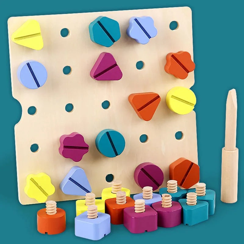 Lernspielzeug Bauen und Zuordnen für Kinder – Montessori Holzspielzeug ab 3 Jahren