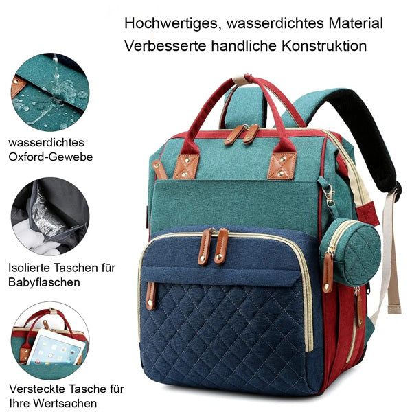 Baby Rucksack mit Wickelbett – 2in1 Wickeltasche & Reisebett für unterwegs