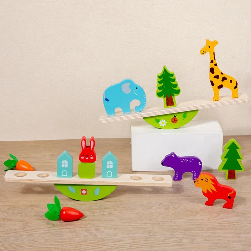 Tier Balance Spiel aus Holz – Montessori Stapelspiel für Kinder