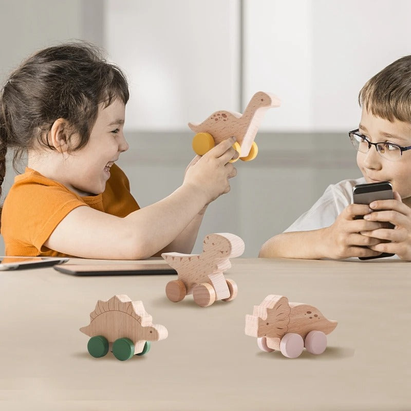 Dino Auto Lernspielzeug aus Holz für Kinder