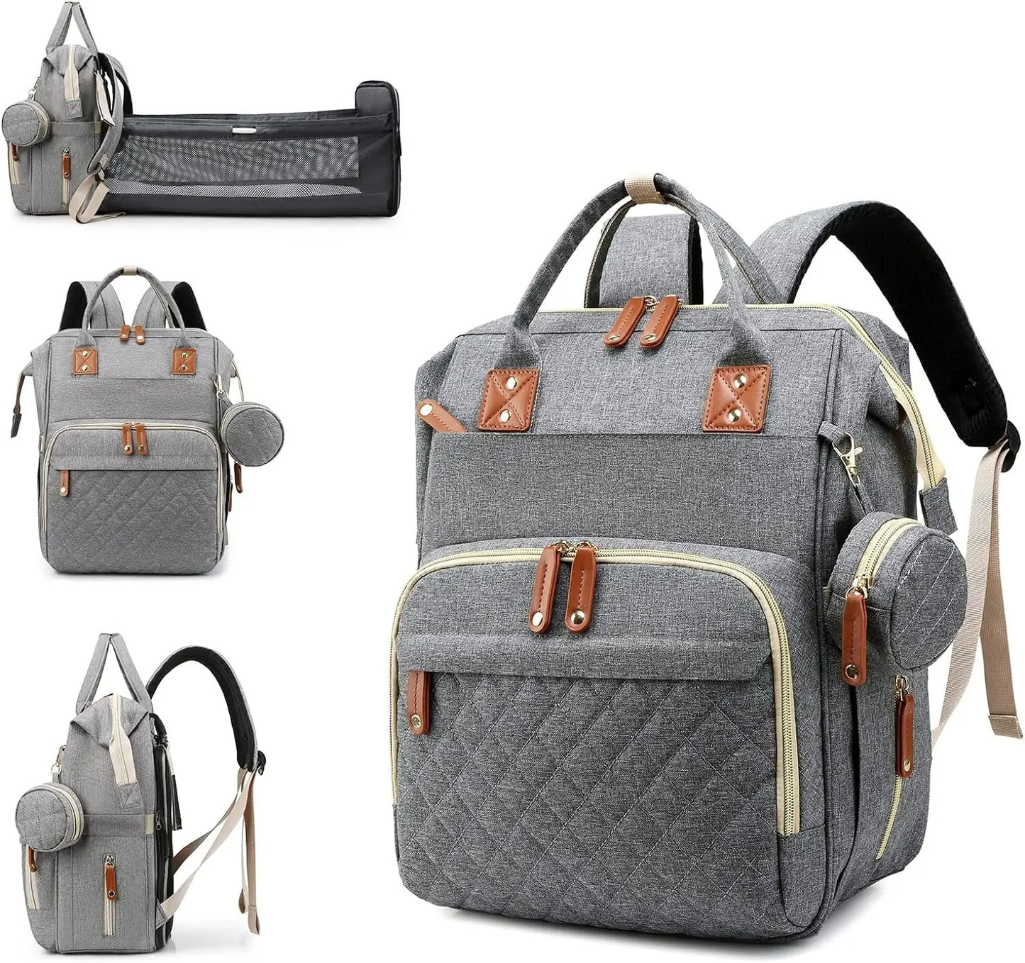 Baby Rucksack mit Wickelbett – 2in1 Wickeltasche & Reisebett für unterwegs