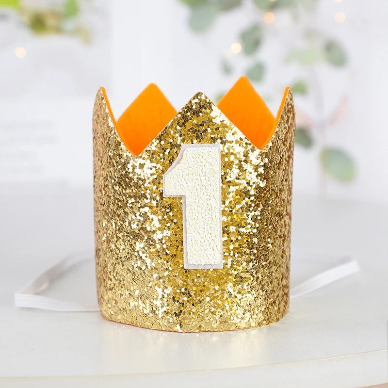 Erster Baby-Geburtstag - eine Goldkrone für Mädchen & Jungen