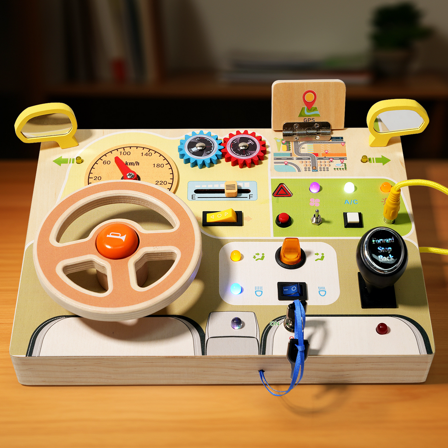 Montessori LED Lichtschalter Spielzeug aus Holz für Kinder