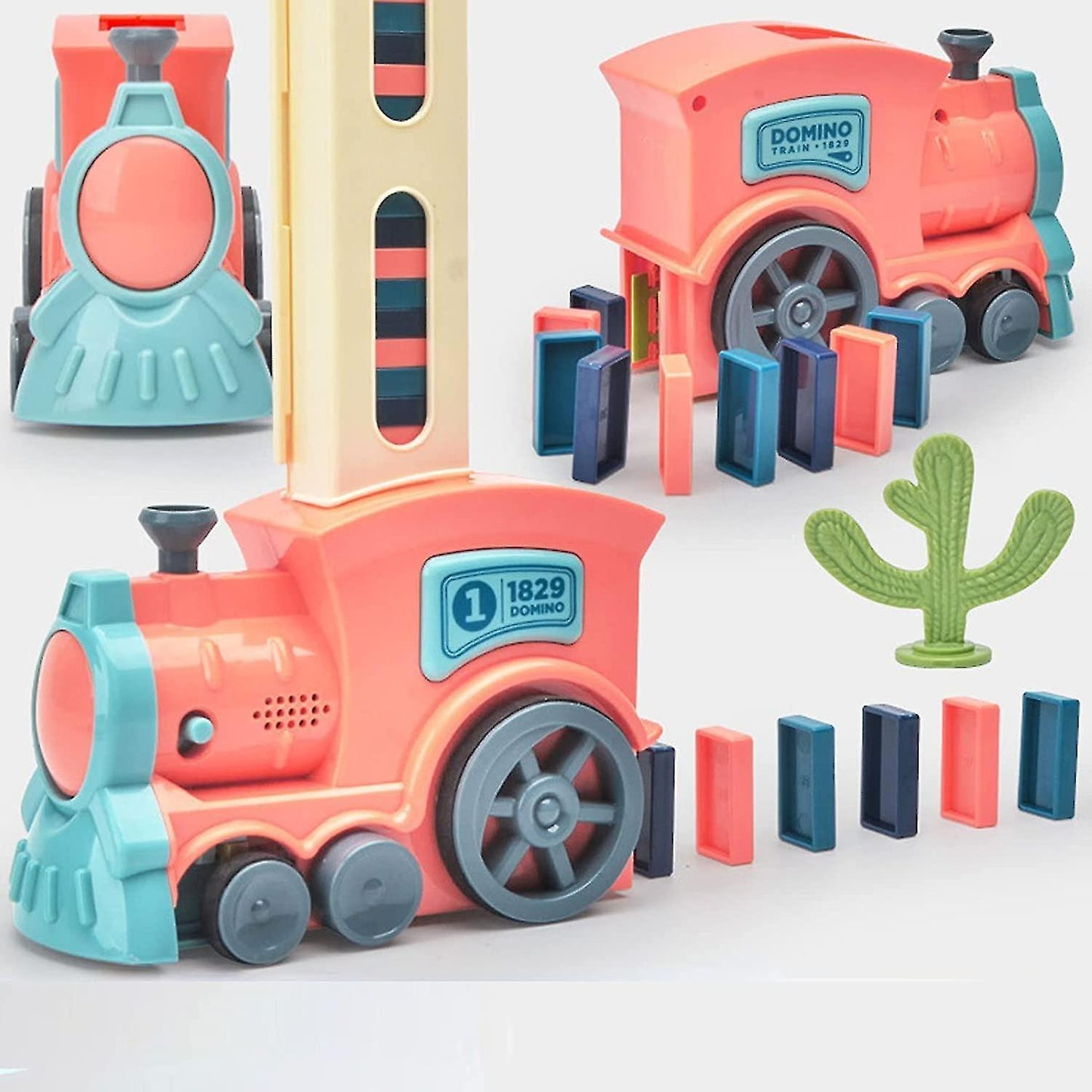Domino Zug Spielzeug – Automatischer Zug mit bunten Dominosteinen für Kinder