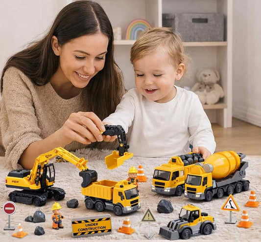 Baustellen-Spielzeugset für Kinder – Baufahrzeuge & Zubehör zum Spielen