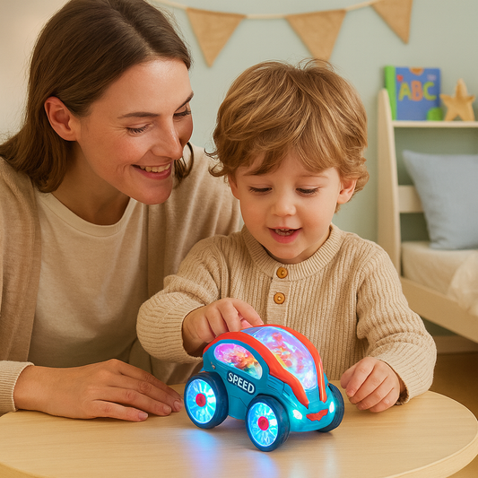 Kinderauto mit LED Beleuchtung – 360 Grad Stunt Auto mit Musik und Licht