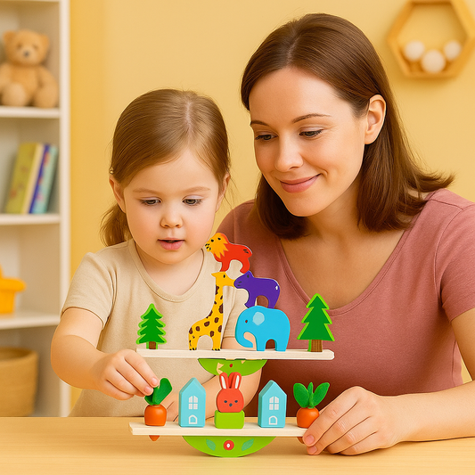 Tier Balance Spiel aus Holz – Montessori Stapelspiel für Kinder
