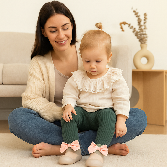 Kinder Antirutsch Socken-Schuhe mit Schleifen-Design