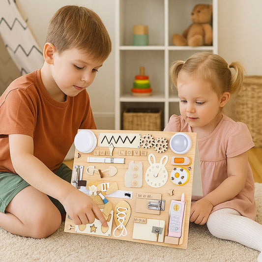 Montessori Motorikbrett aus Holz für Kinder