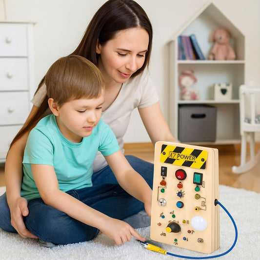Montessori LED Lichtschalter Spielzeug aus Holz für Kinder