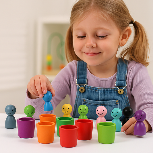SortierSpaß – Montessori Farblernspiel aus Holz