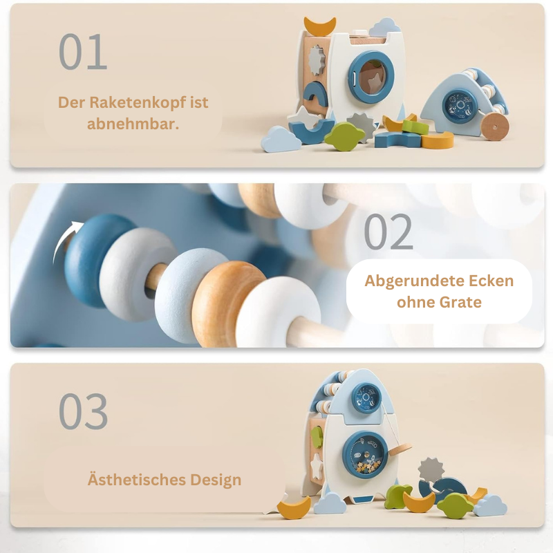 5-in-1 Montessori Holzrakete