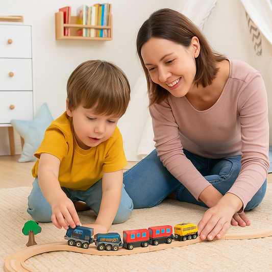 Kinderlokomotive mit Antrieb – Kompatibel mit BRIO und Holz Eisenbahnsystemen