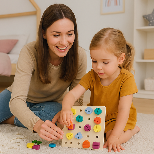 Lernspielzeug Bauen und Zuordnen für Kinder – Montessori Holzspielzeug ab 3 Jahren