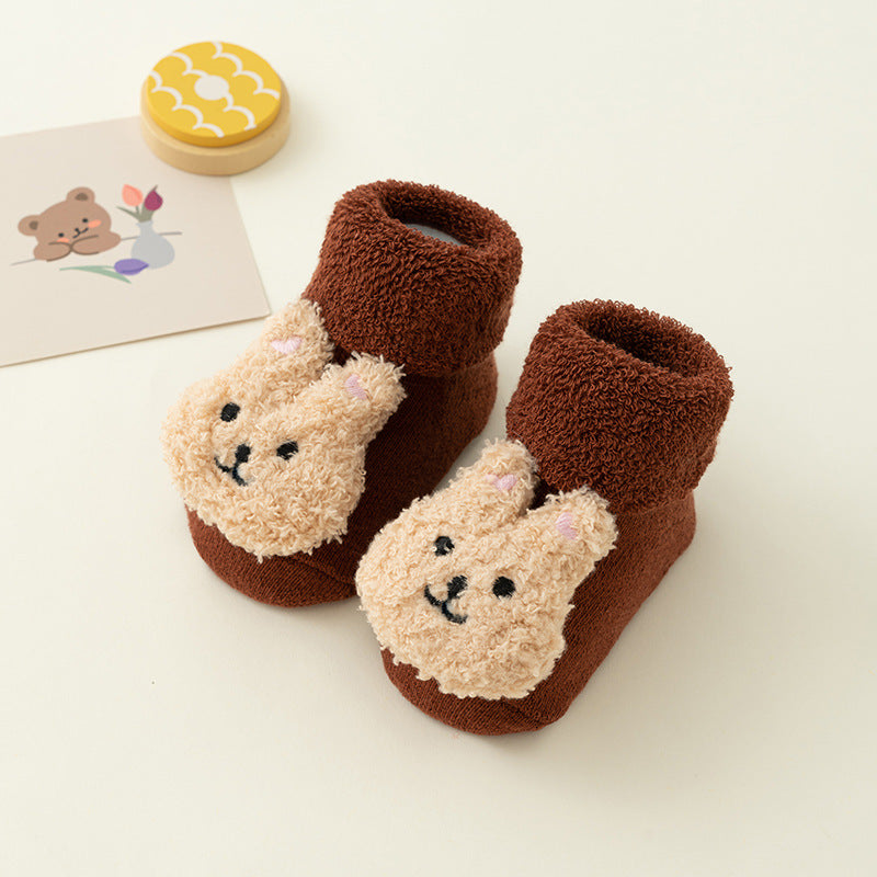 Winterbabysocken mit Plüschtier – Warm, Rutschfest und Bequem!