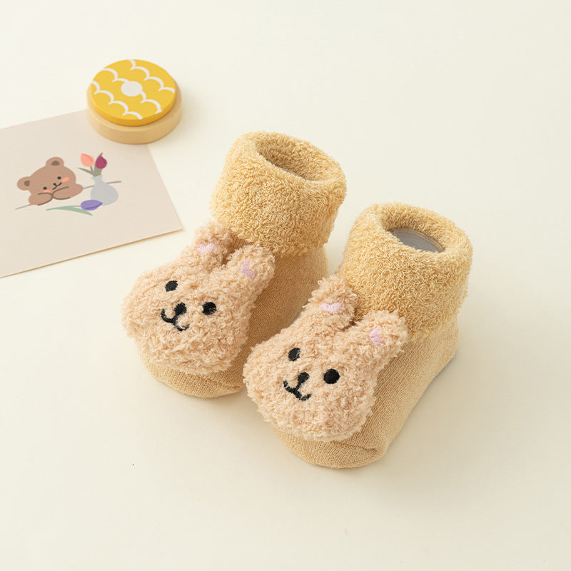 Winterbabysocken mit Plüschtier – Warm, Rutschfest und Bequem!