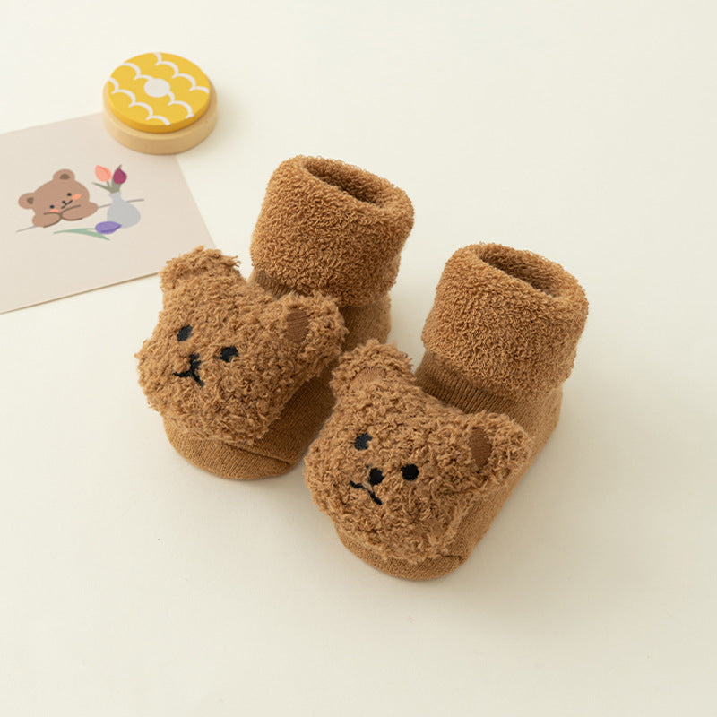 Winterbabysocken mit Plüschtier – Warm, Rutschfest und Bequem!