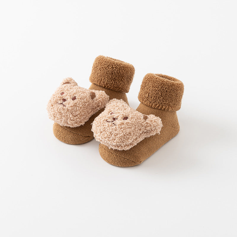 Winterbabysocken mit Plüschtier – Warm, Rutschfest und Bequem!