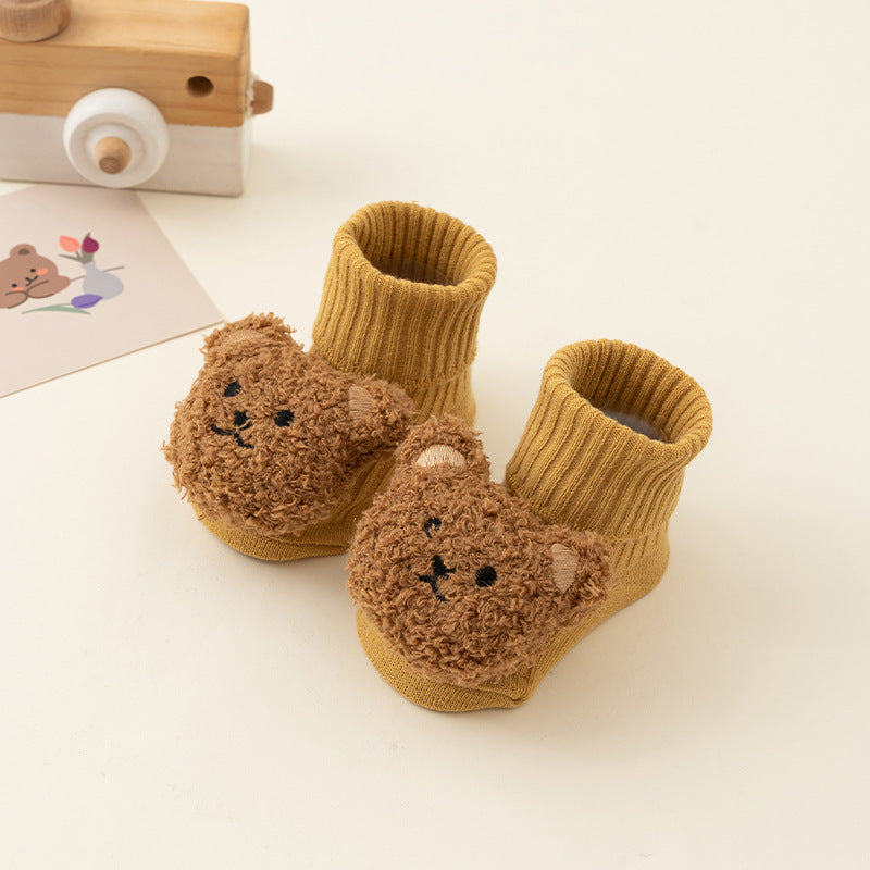 Winterbabysocken mit Plüschtier – Warm, Rutschfest und Bequem!