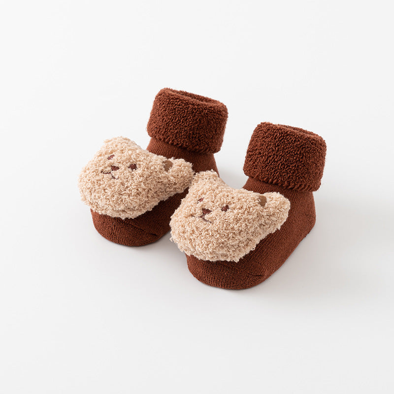 Winterbabysocken mit Plüschtier – Warm, Rutschfest und Bequem!