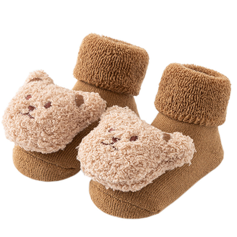 Winterbabysocken mit Plüschtier – Warm, Rutschfest und Bequem!