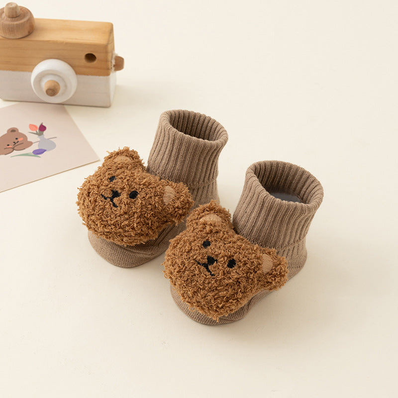 Winterbabysocken mit Plüschtier – Warm, Rutschfest und Bequem!