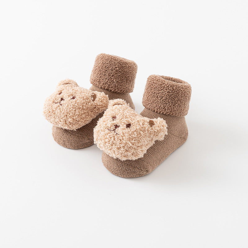 Winterbabysocken mit Plüschtier – Warm, Rutschfest und Bequem!