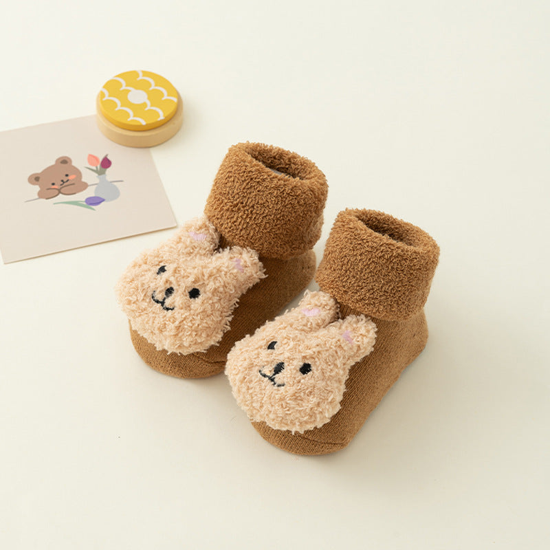 Winterbabysocken mit Plüschtier – Warm, Rutschfest und Bequem!