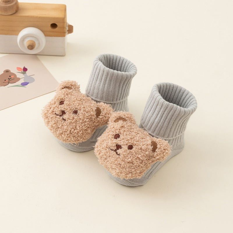 Winterbabysocken mit Plüschtier – Warm, Rutschfest und Bequem!