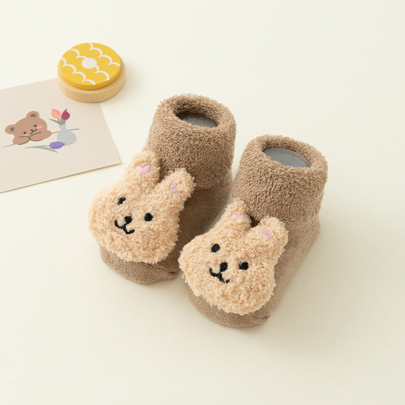 Winterbabysocken mit Plüschtier – Warm, Rutschfest und Bequem!